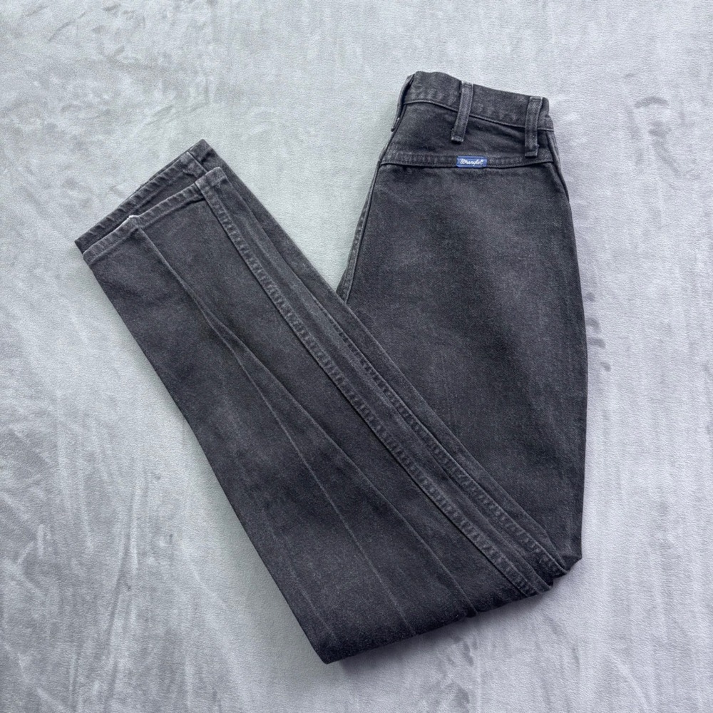 Wrangler Vintage High Waist Straight Leg Jeans Faded Black Made in USA 12NBPWK